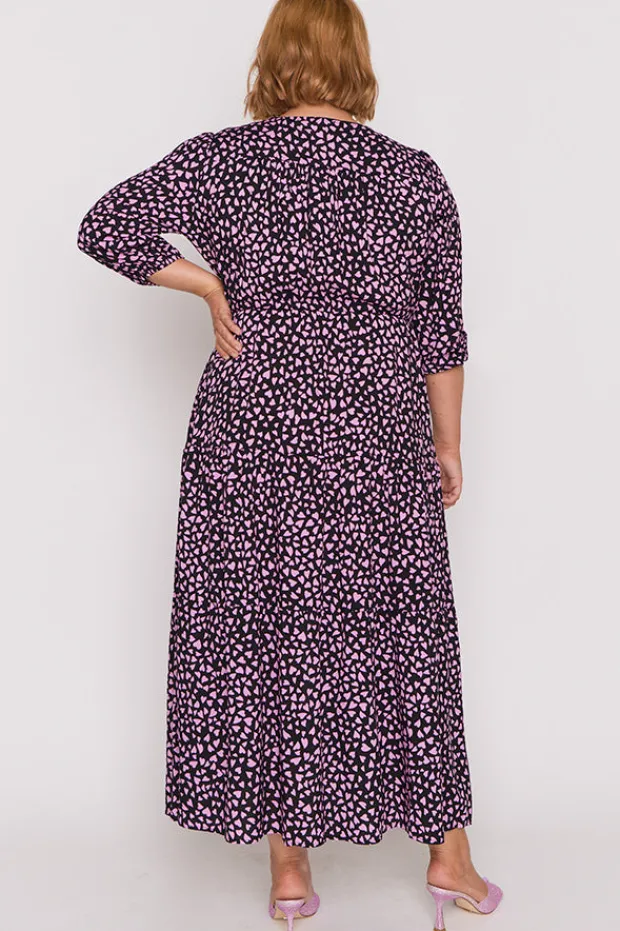 Lorraine Fit & Flare Dresses | Maxi Dresses*Adeline Abstract Hearts Black Pink Maxi Dress