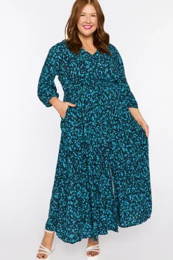 Lorraine Fit & Flare Dresses | Maxi Dresses*Adeline Teal Dash Dress