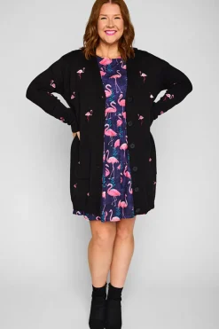 Lorraine Designs Knits & Cardigans*Angela Black Flamingo Cardi