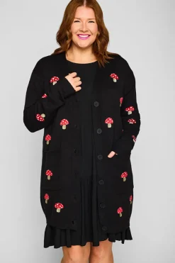 Lorraine Designs Knits & Cardigans*Angela Black Mushroom Cardi