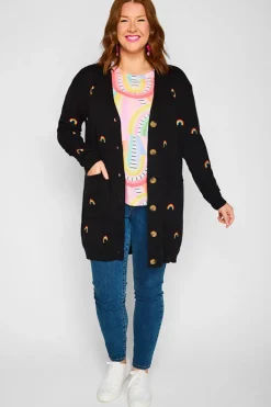 Lorraine Designs Knits & Cardigans*Angela Black Rainbows Cardi