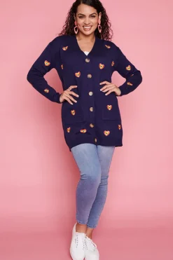 Lorraine Designs Knits & Cardigans*Angela Navy Heart Cardi