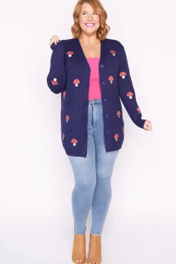 Lorraine Designs Knits & Cardigans*Angela Navy Mushroom Cardi