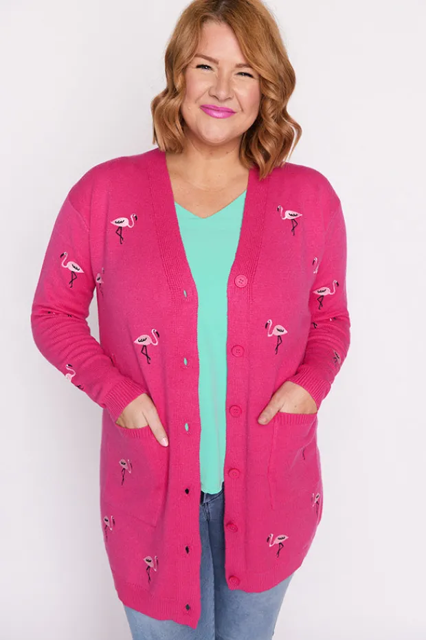 Lorraine Designs Knits & Cardigans*Angela Pink Flamingo Cardi