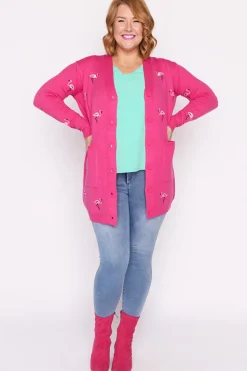 Lorraine Designs Knits & Cardigans*Angela Pink Flamingo Cardi