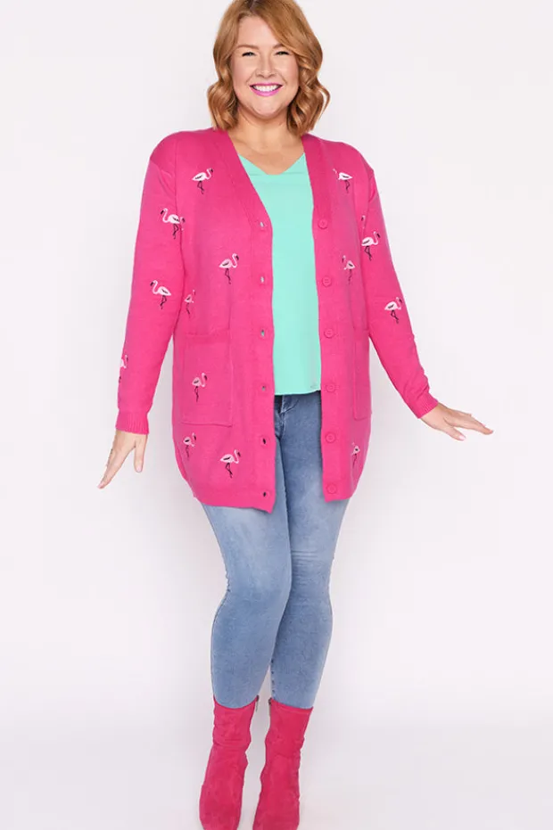 Lorraine Designs Knits & Cardigans*Angela Pink Flamingo Cardi