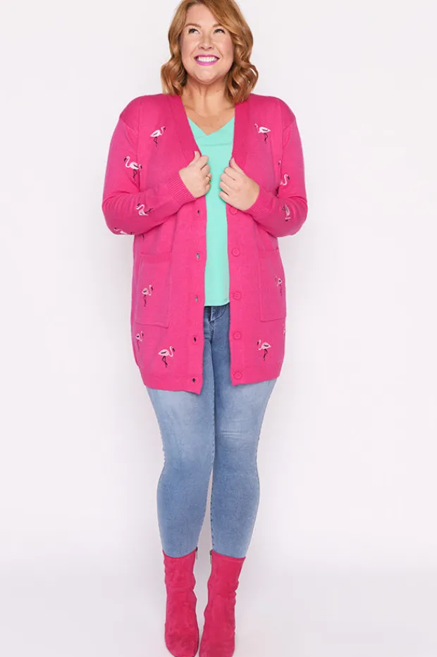 Lorraine Designs Knits & Cardigans*Angela Pink Flamingo Cardi