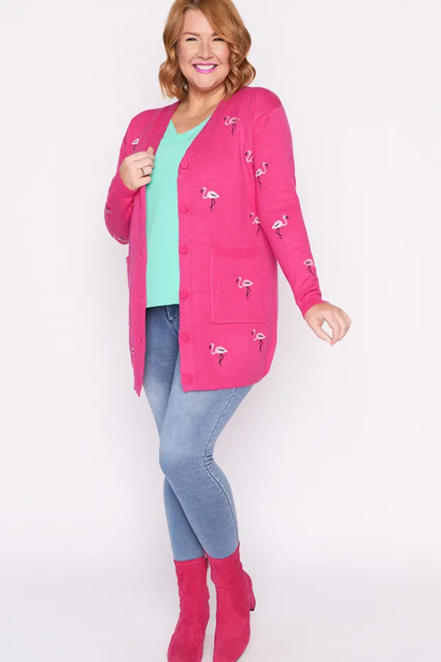 Lorraine Designs Knits & Cardigans*Angela Pink Flamingo Cardi