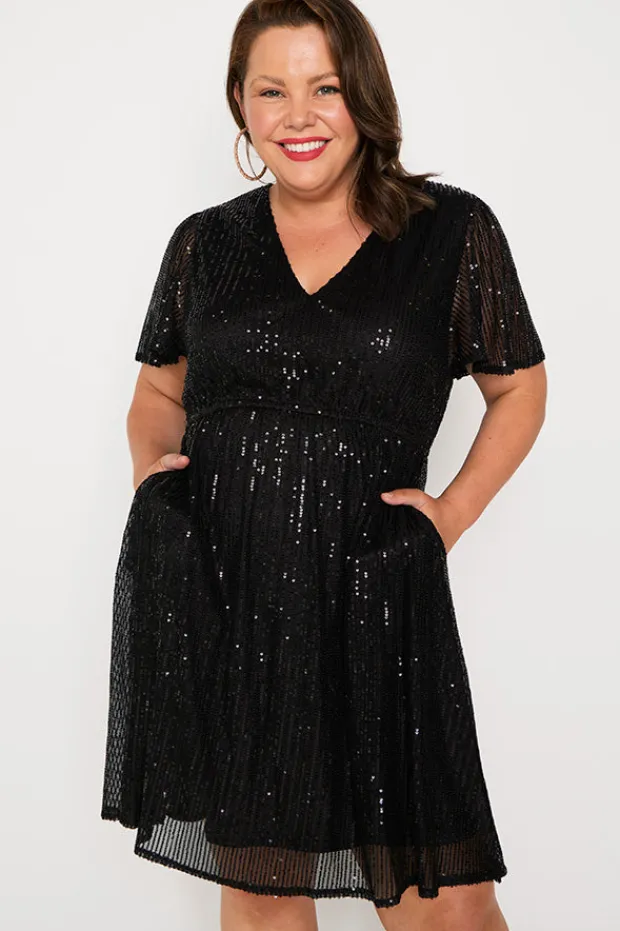 Lorraine Designs Sequin Dresses | Cocktail Dresses*Angelica Black Sequins Dress