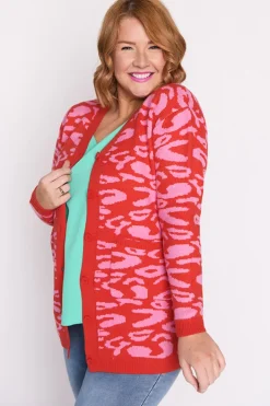 Lorraine Designs Knits & Cardigans*Angeline Pink Animal Cardigan