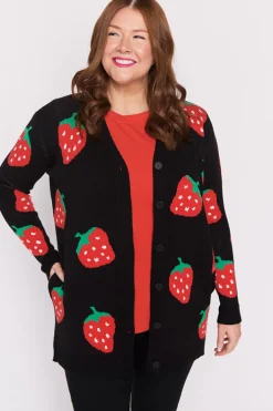 Lorraine Designs Knits & Cardigans*Annalise Black Strawberry Cardi