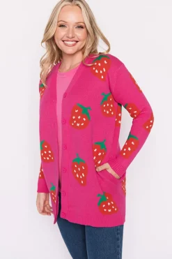 Lorraine Designs Knits & Cardigans*Annalise Pink Strawberry Cardi
