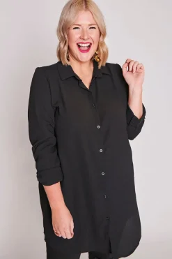 Lorraine Designs Tops | Shirt Dresses*Asher Black Longline Shirt