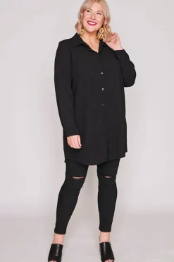 Lorraine Designs Tops | Shirt Dresses*Asher Black Longline Shirt