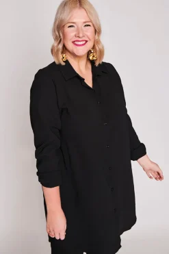 Lorraine Designs Tops | Shirt Dresses*Asher Black Longline Shirt