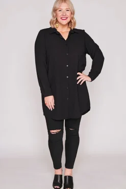 Lorraine Designs Tops | Shirt Dresses*Asher Black Longline Shirt