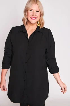 Lorraine Designs Tops | Shirt Dresses*Asher Black Longline Shirt