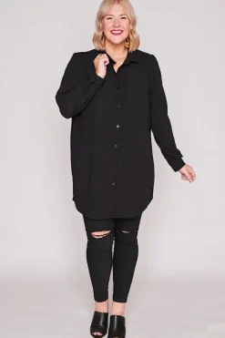 Lorraine Designs Tops | Shirt Dresses*Asher Black Longline Shirt