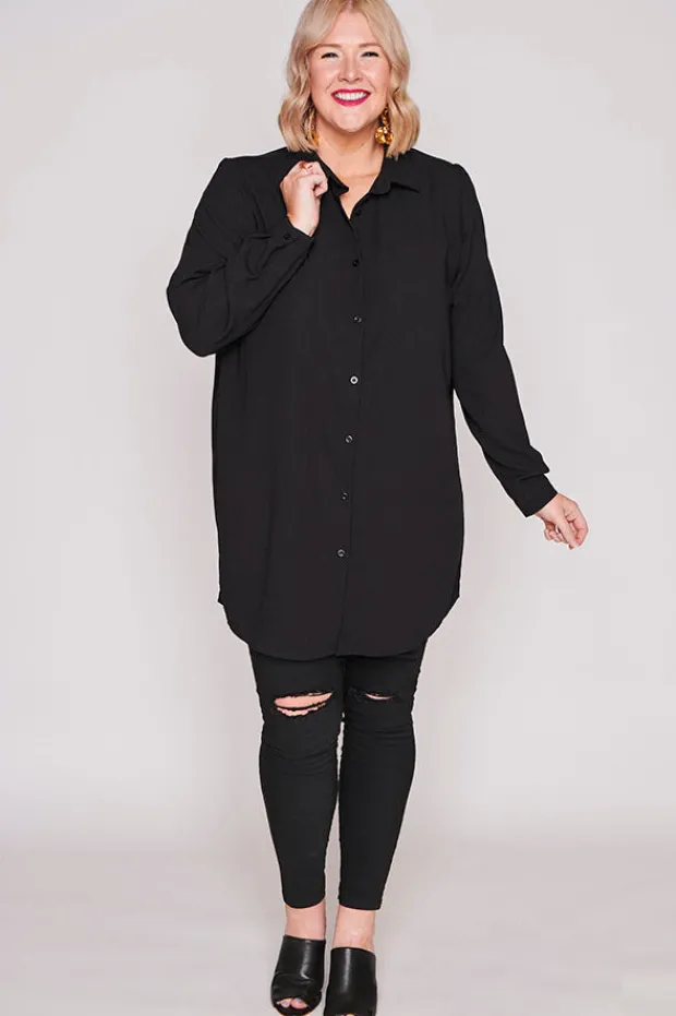 Lorraine Designs Tops | Shirt Dresses*Asher Black Longline Shirt