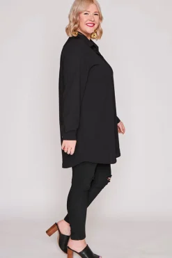 Lorraine Designs Tops | Shirt Dresses*Asher Black Longline Shirt