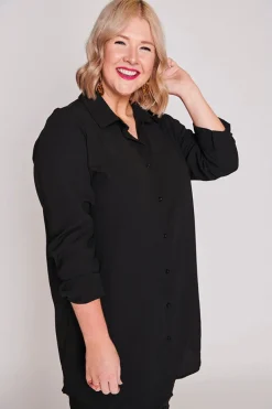 Lorraine Designs Tops | Shirt Dresses*Asher Black Longline Shirt