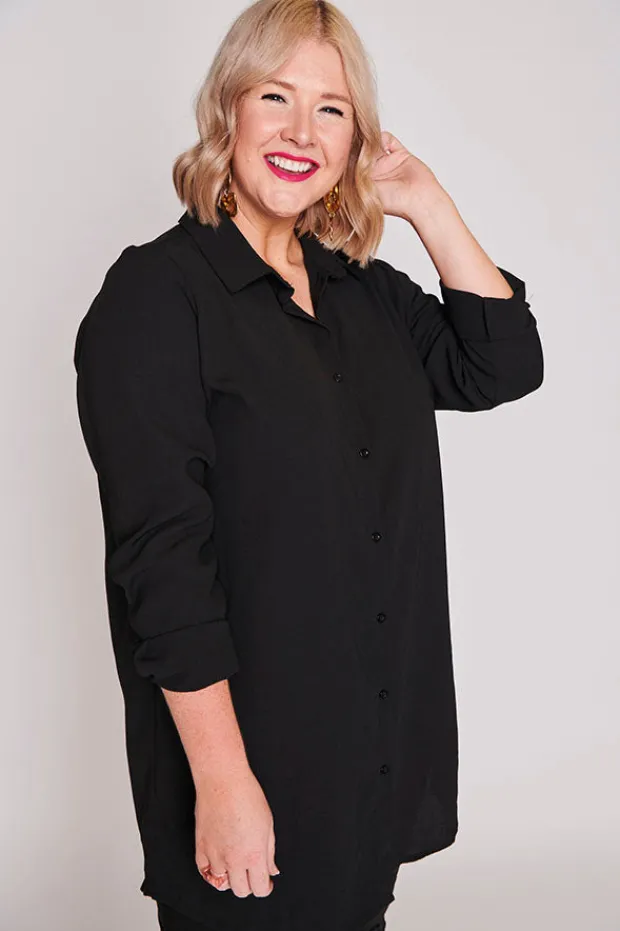 Lorraine Designs Tops | Shirt Dresses*Asher Black Longline Shirt