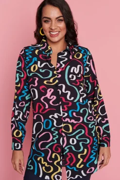 Lorraine Designs Tops | Shirt Dresses*Asher Monday Madness Shirt