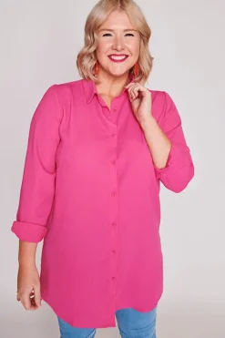 Lorraine Designs Tops | Shirt Dresses*Asher Pink Longline Shirt