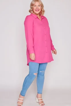 Lorraine Designs Tops | Shirt Dresses*Asher Pink Longline Shirt