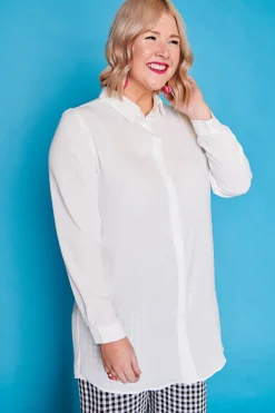 Lorraine Designs Tops | Shirt Dresses*Asher White Longline Shirt