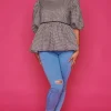 Ebby & I Tops*Atalanta Check It Out Black Top