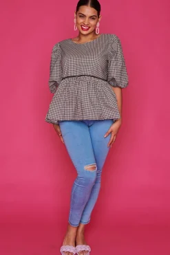 Ebby & I Tops*Atalanta Check It Out Black Top