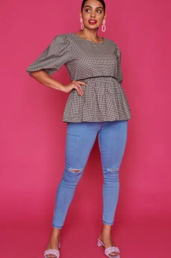 Ebby & I Tops*Atalanta Check It Out Black Top