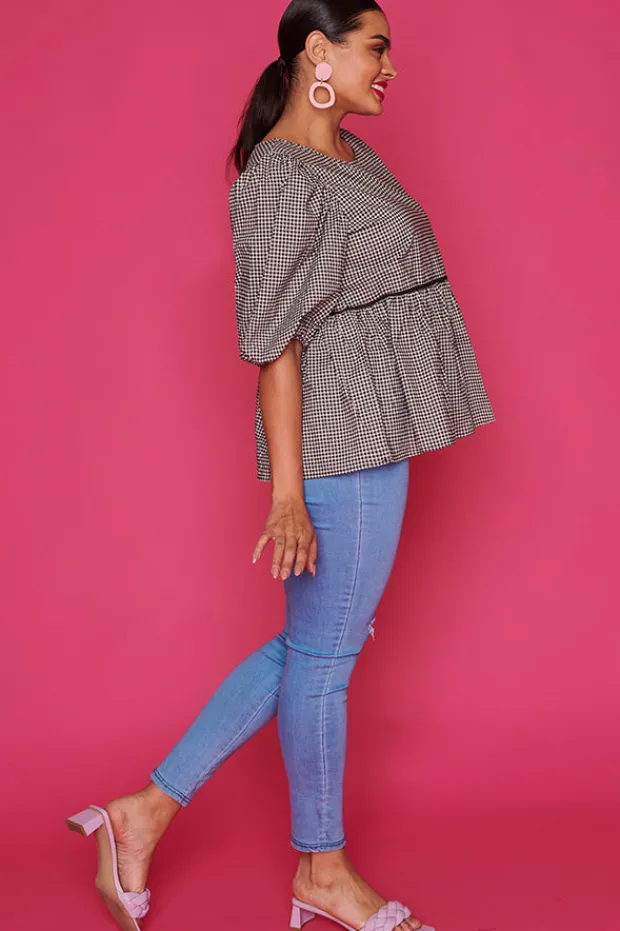 Ebby & I Tops*Atalanta Check It Out Black Top