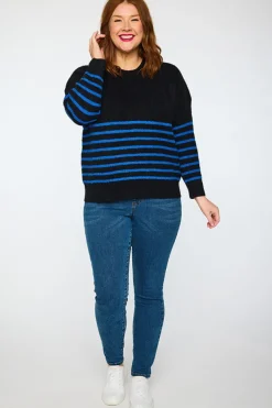 Lorraine Designs Knits & Cardigans*Bree Black/Cobalt Knit