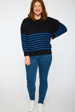 Lorraine Designs Knits & Cardigans*Bree Black/Cobalt Knit