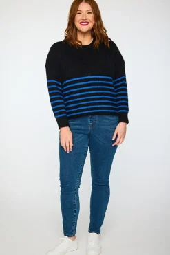 Lorraine Designs Knits & Cardigans*Bree Black/Cobalt Knit