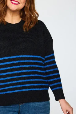 Lorraine Designs Knits & Cardigans*Bree Black/Cobalt Knit