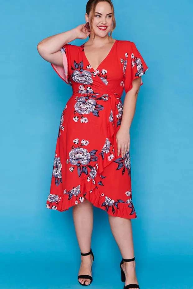 Little Party Dress Fit & Flare Dresses | Cocktail Dresses*Cassandra Red Floral Wrap Dress