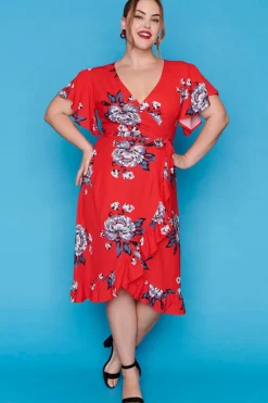 Little Party Dress Fit & Flare Dresses | Cocktail Dresses*Cassandra Red Floral Wrap Dress