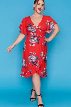 Little Party Dress Fit & Flare Dresses | Cocktail Dresses*Cassandra Red Floral Wrap Dress