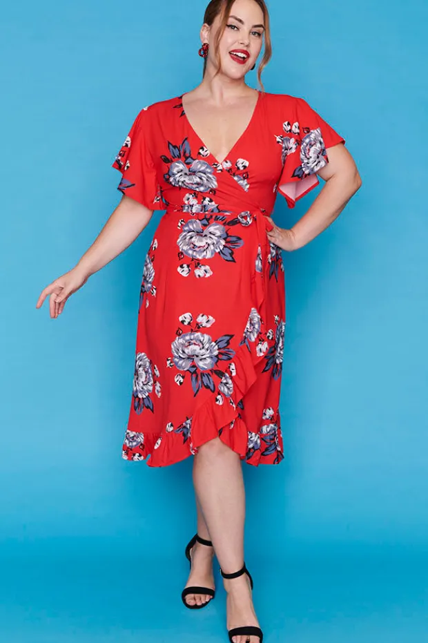 Little Party Dress Fit & Flare Dresses | Cocktail Dresses*Cassandra Red Floral Wrap Dress