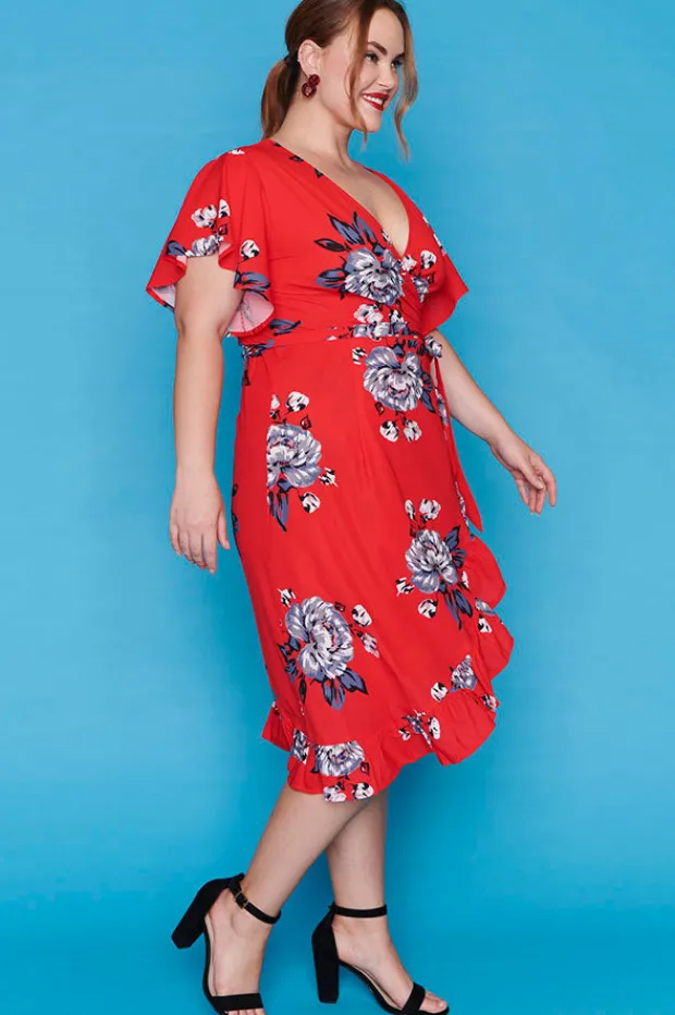Little Party Dress Fit & Flare Dresses | Cocktail Dresses*Cassandra Red Floral Wrap Dress