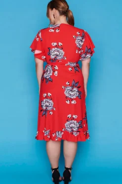 Little Party Dress Fit & Flare Dresses | Cocktail Dresses*Cassandra Red Floral Wrap Dress