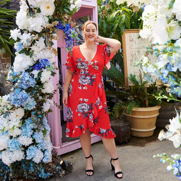 Little Party Dress Fit & Flare Dresses | Cocktail Dresses*Cassandra Red Floral Wrap Dress