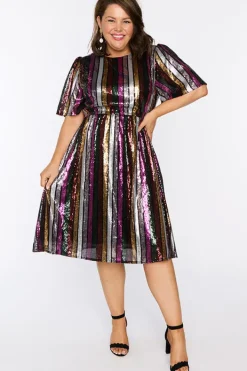 Lorraine Designs Sequin Dresses | Cocktail Dresses*Clare Berry Stripe Sequin Dress