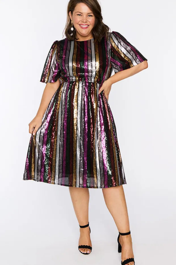 Lorraine Designs Sequin Dresses | Cocktail Dresses*Clare Berry Stripe Sequin Dress