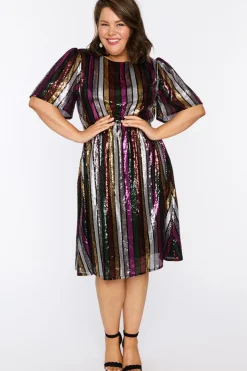 Lorraine Designs Sequin Dresses | Cocktail Dresses*Clare Berry Stripe Sequin Dress