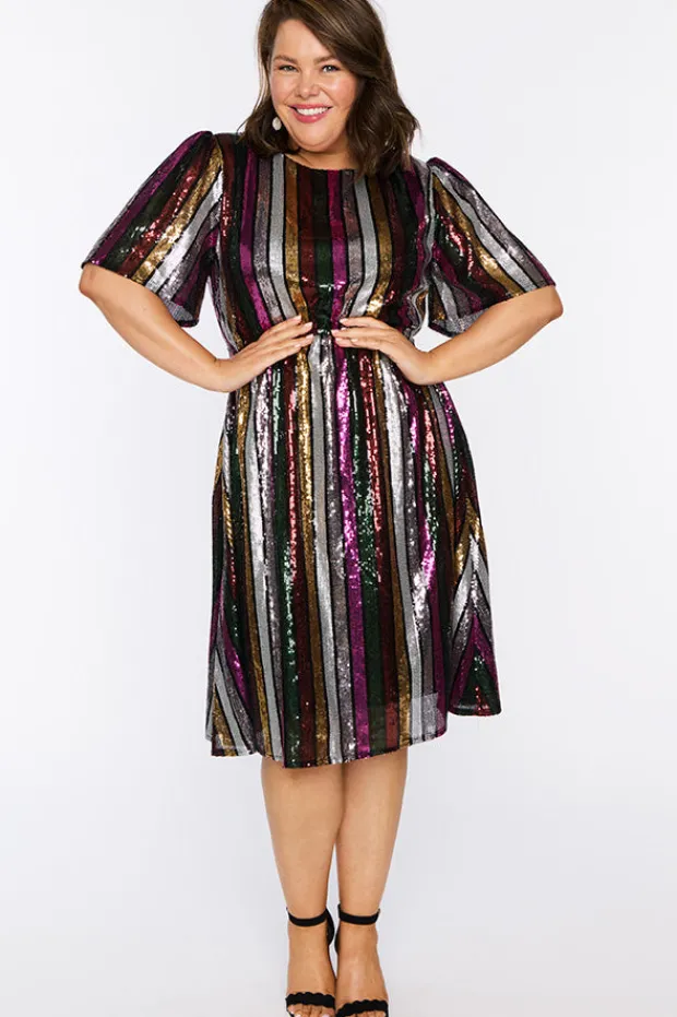 Lorraine Designs Sequin Dresses | Cocktail Dresses*Clare Berry Stripe Sequin Dress