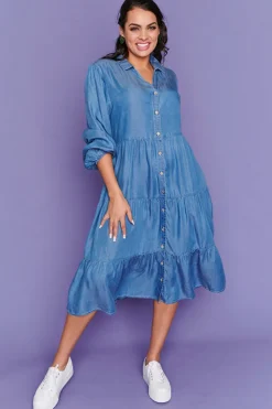 Lorraine Designs Casual Dresses | Shirt Dresses*Clermont Blue Denim Dress